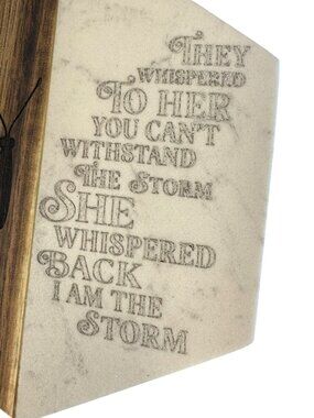 Inspirational Marble and Wood Hexagon Coaster with Butterfly Engraving